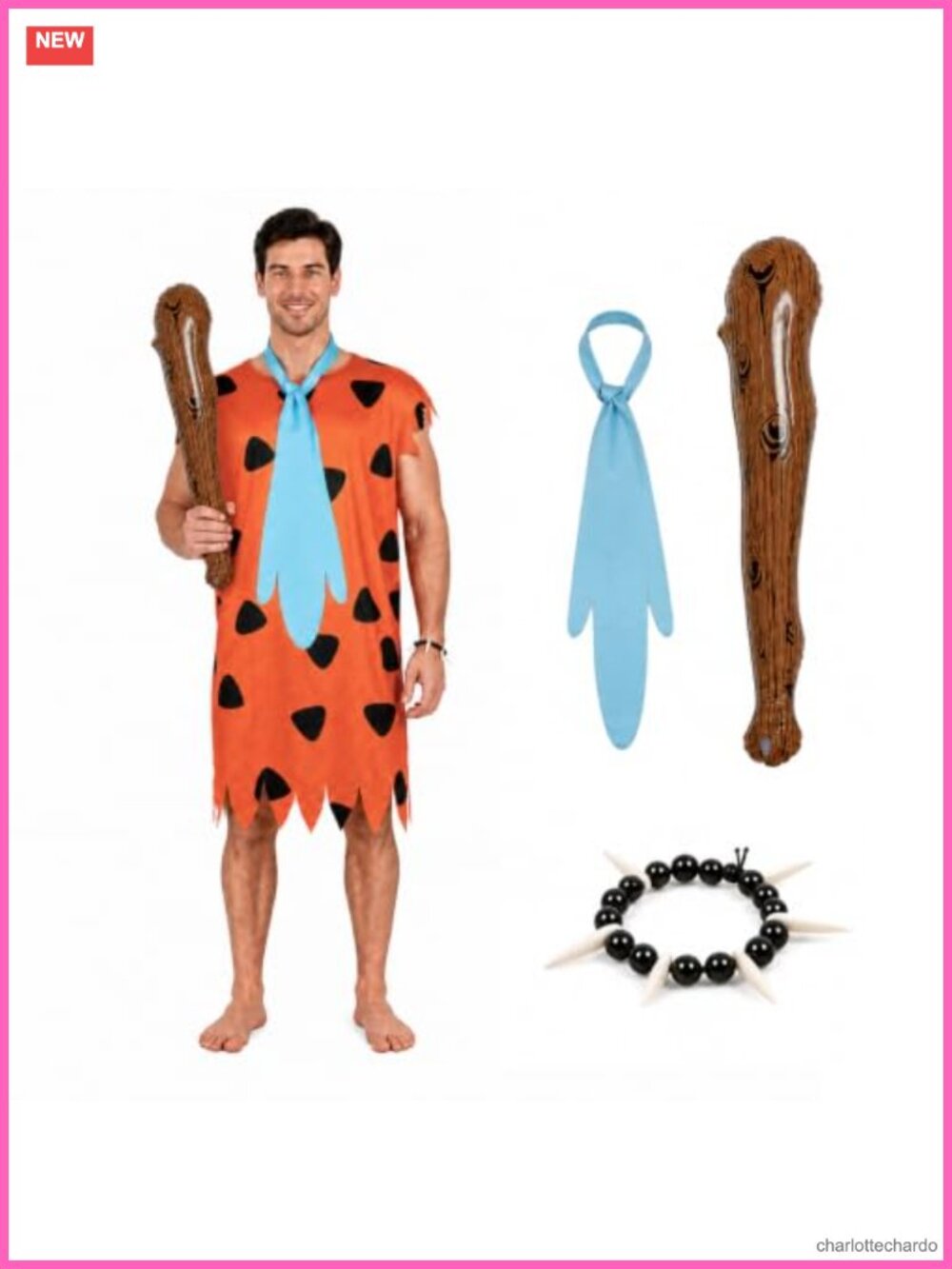 Men's 4-Piece Caveman Costume with Inflatable Club